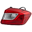 Passenger Side, Outer Tail Light, with Bulb, Halogen, Clear and Red Lens