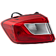 Driver Side, Outer Tail Light, with Bulb, Halogen, Clear and Red Lens