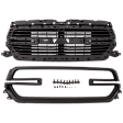 Grille, Black Shell and Textured Gray Insert, Type 2, For Models without Surround View Camera, CAPA CERTIFIED