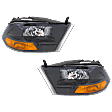 Driver and Passenger Side Headlights, without Bulbs, Halogen, Black Interior