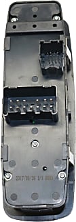 Front, Driver Side Window Switch, Black, 10-Button, Driver One Touch Down Only, 13-Prong Blade and 8-Prong Pin Male Terminals, 2 Female Connectors