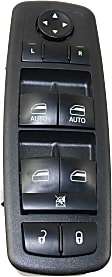 Front, Driver Side Window Switch, Black, 10-Button, with Auto Up/Down, without Power Folding Mirror Switch