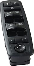 Front, Driver Side Window Switch, Black, 10-Button, with Auto Up/Down, without Power Folding Mirror Switch