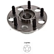 Rear, Driver or Passenger Side Wheel Hub, With Bearing, ABS tone ring and wheel studs
