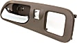 Front, Driver Side Brown bezel with chrome lever Interior Door Handle