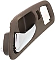 Front, Driver Side Brown bezel with chrome lever Interior Door Handle