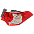 Passenger Side, Outer Tail Light, with Bulb, Halogen, Clear and Red Lens, Sedan