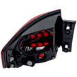 Passenger Side, Outer Tail Light, without Bulb, Halogen, Red Lens, Base Model, CAPA Certified
