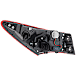 Passenger Side, Outer Tail Light, with Bulb, Halogen, Red Lens, CAPA CERTIFIED
