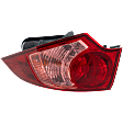 Passenger Side, Outer Tail Light, with Bulb, Halogen, Red Lens, Sedan