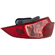 Passenger Side, Outer Tail Light, with Bulb, Halogen, Red Lens, Sedan