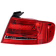 Passenger Side, Outer Tail Light, without Bulb, Halogen, Clear and Red Lens, Base Model, Sedan