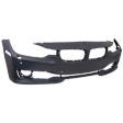 Front Primed Bumper Cover, Sedan/Wagon, For Models Without M Package, Modern Type, With Fog Light Holes, With Parking Aid Sensor Holes, With Headlight Washer Holes