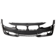 2012-2015 BMW 320i - Front Primed Bumper Cover, Sedan/Wagon, For Models Without M Package, Modern Type, With Fog Light Holes, With Parking Aid Sensor Holes, With Headlight Washer Holes