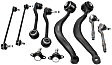 Front, Driver and Passenger Side, Upper and Lower Control Arm, Includes (2) Ball Joint, (4) Control Arm, (2) Sway Bar Link, and (2) Tie Rod End