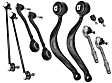 Front, Driver and Passenger Side, Upper and Lower Control Arm, Includes (2) Ball Joint, (4) Control Arm, (2) Sway Bar Link, and (2) Tie Rod End