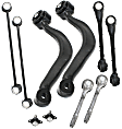 Front, Driver and Passenger Side, Upper and Lower Control Arm, Includes (2) Ball Joint, (4) Control Arm, (2) Sway Bar Link, and (2) Tie Rod End