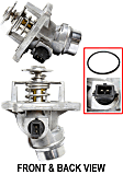 Thermostat, with Housing, 8 Cyl., 4.4L Engine, Blade Type, 2-Prong Male Terminal	