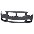 Front Primed Bumper Cover, Base Model, Sedan, For Models With M Package, With Fog Light Holes, Without Parking Aid Sensor Holes