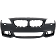 Front Primed Bumper Cover, Base Model, Sedan, For Models With M Package, With Fog Light Holes, With Parking Aid Sensor Holes, Without Side View Cam