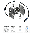Front, Driver or Passenger Side Wheel Hub, With Bearing, With Sensor, 6 x 5.5 in. Bolt Pattern, 6 Cyl., 4.3L Engine, RWD
