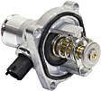 Thermostat Housing, With housing and gasket, 2.89 in. flange length, 0.38 in. flange thickness, 2.59 in. flange width, 2.34 in. Bolt Hole Center To Bolt Hole Center, Blade type, 2-prong male terminal