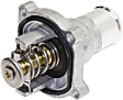 Thermostat Housing, With housing and gasket, 2.89 in. flange length, 0.38 in. flange thickness, 2.59 in. flange width, 2.34 in. Bolt Hole Center To Bolt Hole Center, Blade type, 2-prong male terminal