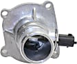 Thermostat Housing, With housing and gasket, 2.89 in. flange length, 0.38 in. flange thickness, 2.59 in. flange width, 2.34 in. Bolt Hole Center To Bolt Hole Center, Blade type, 2-prong male terminal