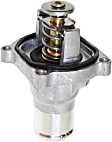 Thermostat Housing, With housing and gasket, 2.89 in. flange length, 0.38 in. flange thickness, 2.59 in. flange width, 2.34 in. Bolt Hole Center To Bolt Hole Center, Blade type, 2-prong male terminal