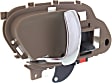 Front or Rear, Driver Side Interior Door Handle, Beige Bezel with Chrome Lever, With Door Lock Button