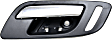 Front, Passenger Side Interior Door Handle, Chrome Lever with Black Bezel, without Door Lock Hole, with Small Hole for Power Window Switch, with Hole for Heated Seat, without Hole for Memory Switch