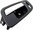 Front, Passenger Side Interior Door Handle, Chrome Lever with Black Bezel, without Door Lock Hole, with Small Hole for Power Window Switch, with Hole for Heated Seat, without Hole for Memory Switch