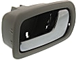 Front, Passenger Side Gray bezel with chrome lever Interior Door Handle