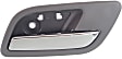 Rear, Passenger Side Gray bezel with chrome lever Interior Door Handle, Without Door Lock Hole
