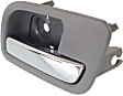 Rear, Passenger Side Gray bezel with chrome lever Interior Door Handle, Without Door Lock Hole