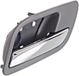 Rear, Passenger Side Gray bezel with chrome lever Interior Door Handle, Without Door Lock Hole