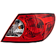 Passenger Side, Outer Tail Light, with Bulb, Halogen, Clear and Red Lens, Sedan