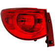 Driver Side, Outer Tail Light, with Bulb, Halogen, Red Lens, CAPA CERTIFIED