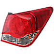 Passenger Side, Outer Tail Light, with Bulb, Halogen, Clear and Red Lens
