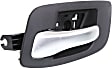 Front, Driver Side Black bezel with silver lever Interior Door Handle