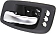 Front, Driver Side Black bezel with silver lever Interior Door Handle