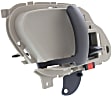Front or Rear, Driver Side Interior Door Handle, Beige Bezel with Gray Lever, with Door Lock Button