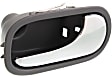 Front, Passenger Side Gray bezel with chrome lever Interior Door Handle, Sedan
