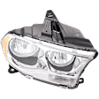 Passenger Side Headlight, with Bulb, Halogen, Clear Lens, Chrome Interior