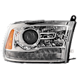 2015 Ram 3500 - Passenger Side Projector Halogen Headlight, With bulb(s), Clear Lens, Chrome Interior