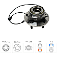 Front, Driver or Passenger Side Wheel Hub, With Bearing, With Sensor, 5 x 5.5 in. Bolt Pattern