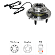 Front, Driver or Passenger Side Wheel Hub, 5 Lugs, With Bearing, With Sensor
