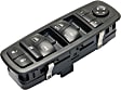 2010 Chrysler Town & Country - Front, Driver Side Window Switch, Without Power Folding Mirrors, With Power Windows, With Power Rear Windows, With Heated Mirrors, With Auto Down, Black, 10 Buttons, 9-Prong and 3-Prong Blade Male Terminals, 2 Female Connectors