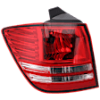 Driver Side, Outer Tail Light, Without Bulb, Halogen, Clear and Red Lens
