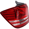 Driver Side, Outer Tail Light, Without Bulb, Halogen, Clear and Red Lens